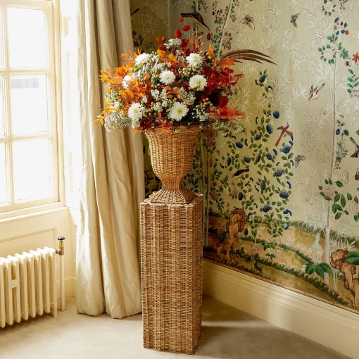 Mrs. Alice Liliana Scalloped Rattan Urn< Vases | Vases & Planters