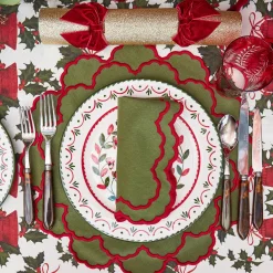 Mrs. Alice Lily Green & Red Placemats & Napkins (Set of 4)< Table Linen Sets | Mrs. Alice Monogram