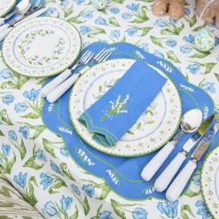 Mrs. Alice Lily of the Valley Blue Linen Napkins (Set of 4)< Summer Table Linen | Napkins