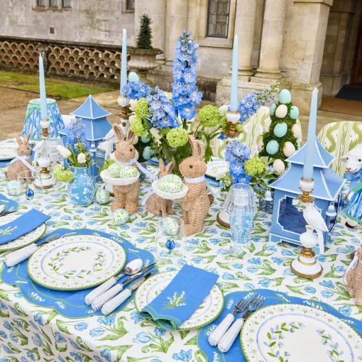 Mrs. Alice Lily of the Valley Blue Linen Napkins (Set of 4)< Summer Table Linen | Napkins