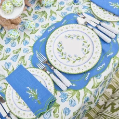 Mrs. Alice Lily of the Valley Blue Linen Placemats (Set of 4)< Summer Table Linen | Placemats