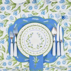 Mrs. Alice Lily of the Valley Blue Linen Placemats (Set of 4)< Summer Table Linen | Placemats