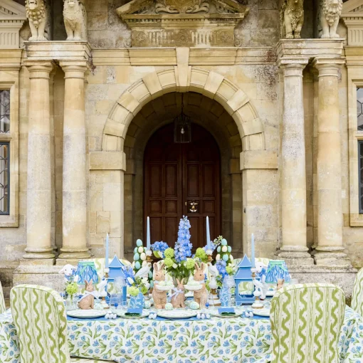 Mrs. Alice Lily of the Valley Blue Linen Napkins (Set of 4)< Summer Table Linen | Napkins