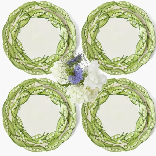 Mrs. Alice Lily of the Valley Dinner & Starter Plates (Set of 4)< Summer Crockery | Crockery Sets