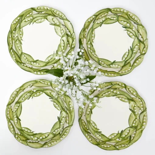 Mrs. Alice Lily of the Valley Dinner & Starter Plates (Set of 4)< Summer Crockery | Crockery Sets