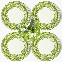 Mrs. Alice Lily of the Valley Dinner & Starter Plates (Set of 4)< Summer Crockery | Crockery Sets