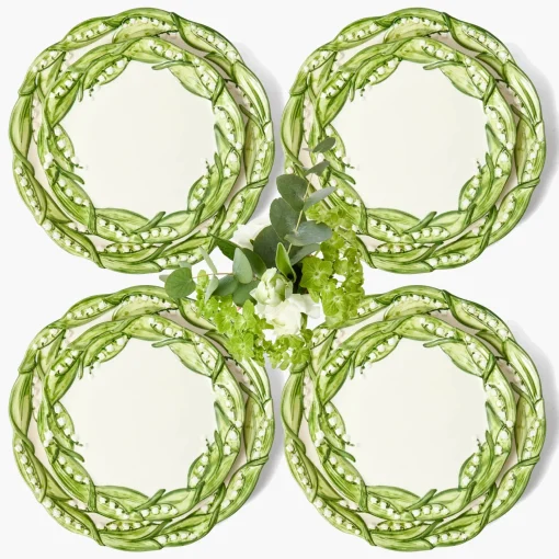 Mrs. Alice Lily of the Valley Dinner & Starter Plates (Set of 4)< Summer Crockery | Crockery Sets