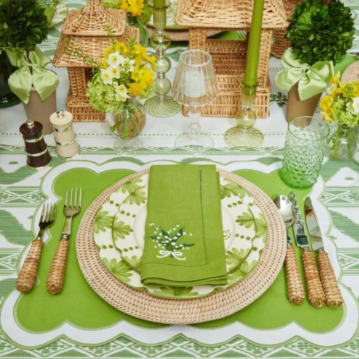 Mrs. Alice Lily of the Valley Green Linen Napkins (Set of 4)< Napkins | For Her