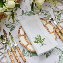 Mrs. Alice Lily of the Valley White Linen Napkins (Set of 4)< Napkins