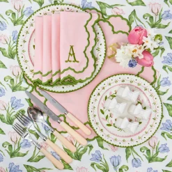 Mrs. Alice Lily Pink & Green Placemats & Napkins (Set of 4)< Table Linen Sets | Mrs. Alice Monogram
