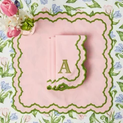 Mrs. Alice Lily Pink & Green Placemats & Napkins (Set of 4)< Table Linen Sets | Mrs. Alice Monogram