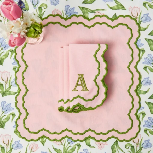 Mrs. Alice Lily Pink & Green Placemats & Napkins (Set of 4)< Table Linen Sets | Mrs. Alice Monogram