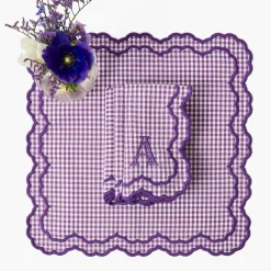 Mrs. Alice Lily Purple Gingham Napkins (Set of 4)< Napkins | Mrs. Alice Monogram