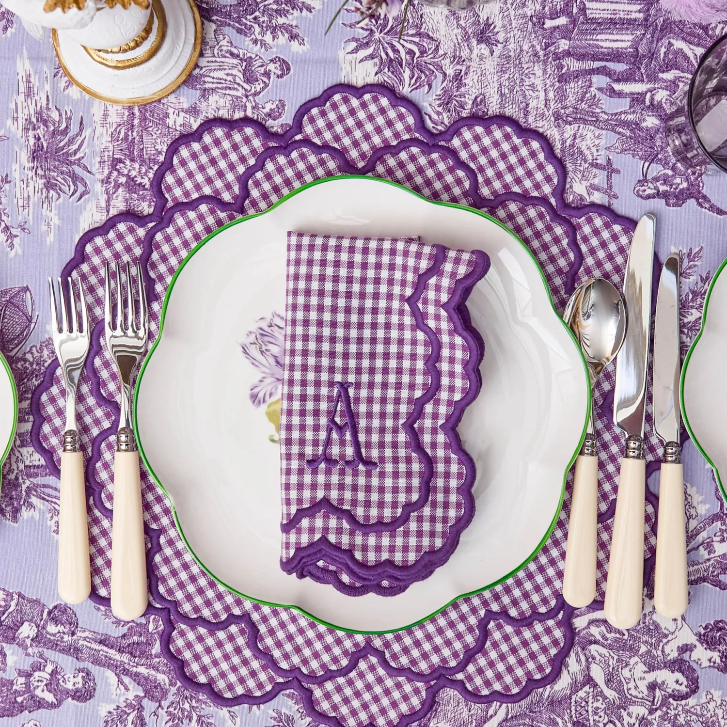 Mrs. Alice Lily Purple Gingham Placemats & Napkins (Set of 4)< Table Linen Sets | Mrs. Alice Monogram