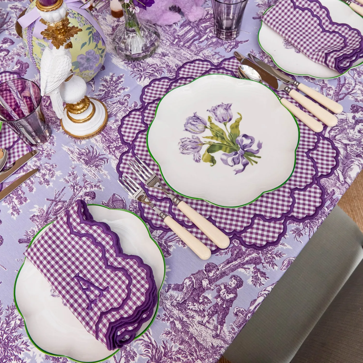 Mrs. Alice Lily Purple Gingham Placemats (Set of 4)< Placemats