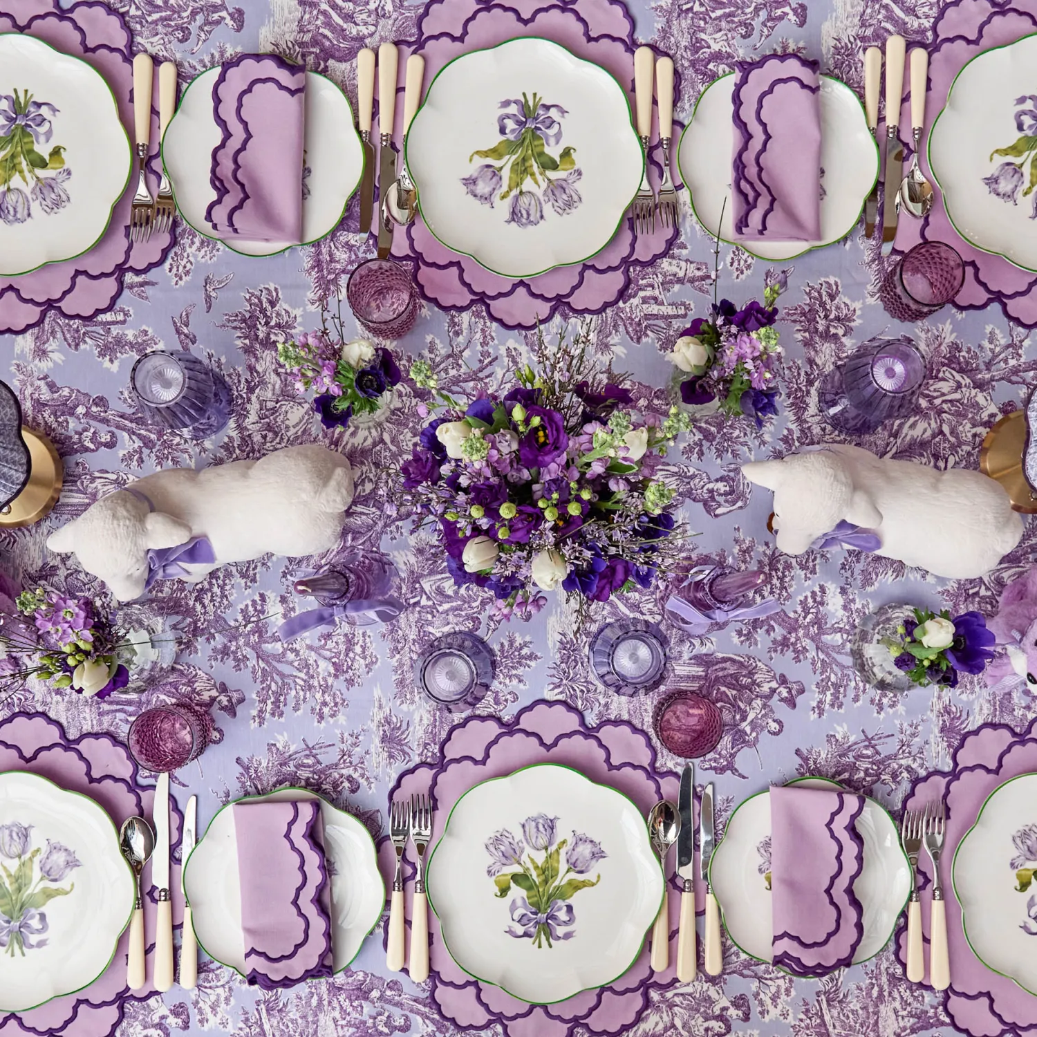 Mrs. Alice Lily Purple Gingham Placemats (Set of 4)< Placemats