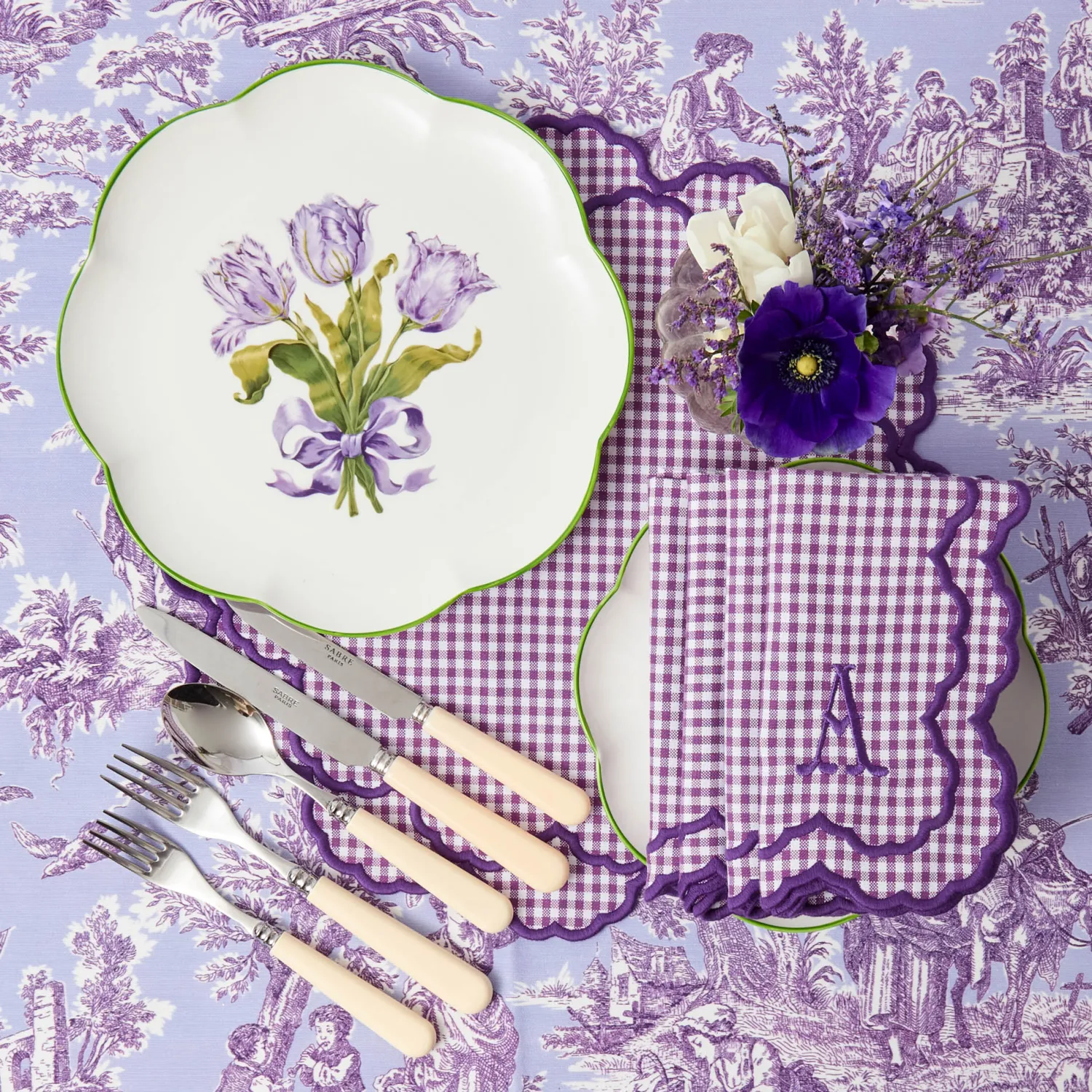 Mrs. Alice Lily Purple Gingham Placemats & Napkins (Set of 4)< Table Linen Sets | Mrs. Alice Monogram