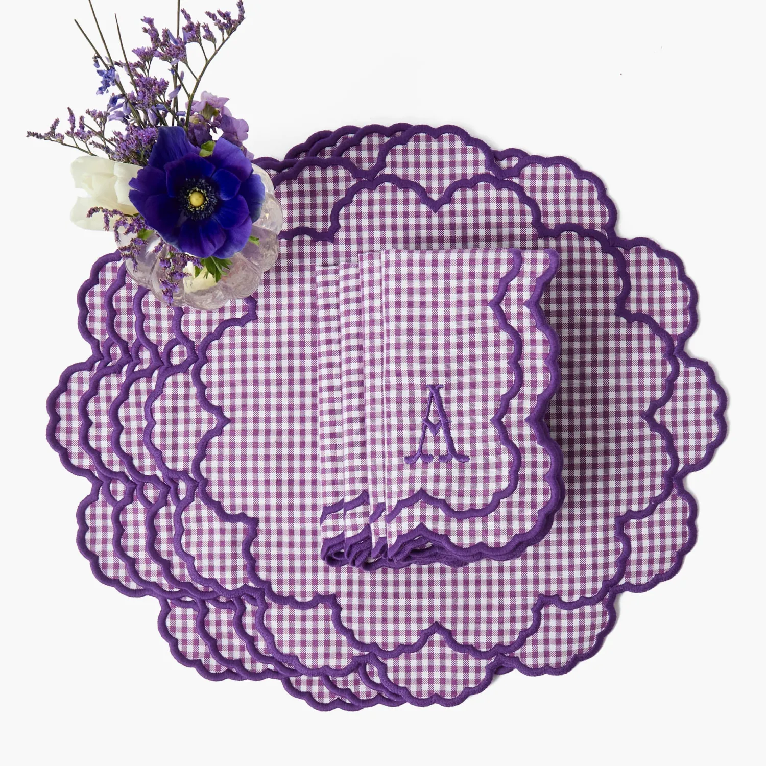 Mrs. Alice Lily Purple Gingham Placemats (Set of 4)< Placemats