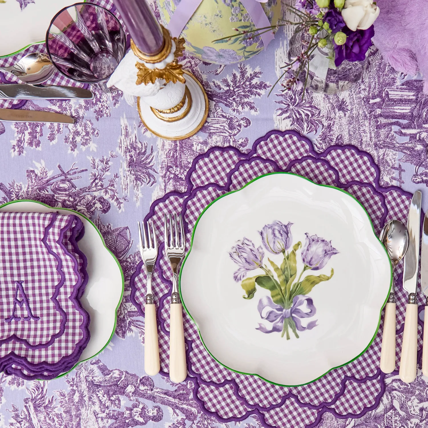 Mrs. Alice Lily Purple Gingham Placemats (Set of 4)< Placemats