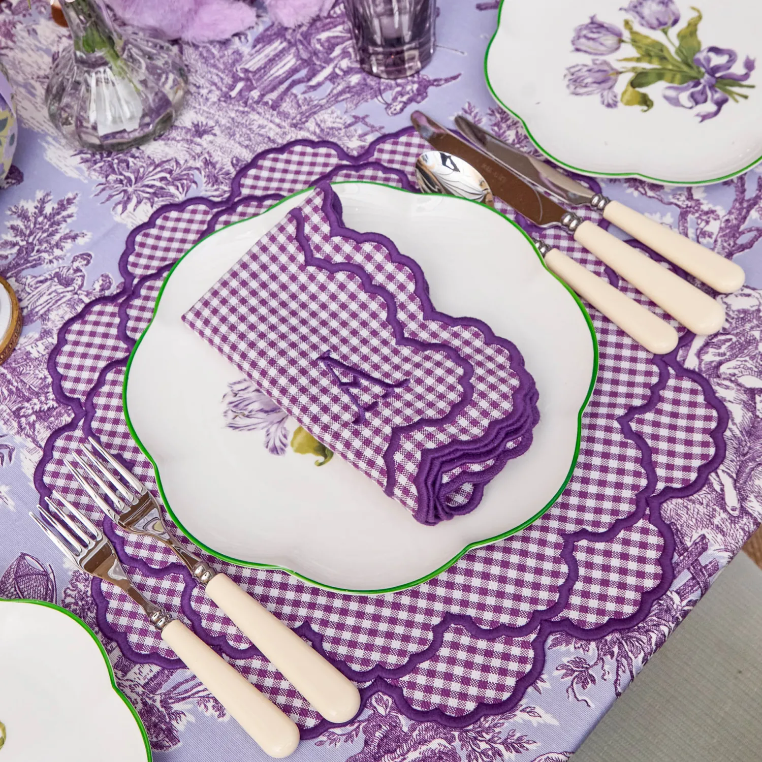 Mrs. Alice Lily Purple Gingham Placemats (Set of 4)< Placemats