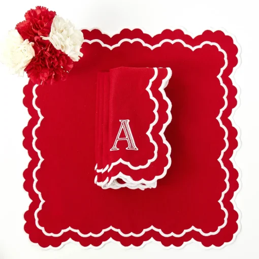 Mrs. Alice Lily Red & White Napkins (Set of 4)< Napkins | Mrs. Alice Monogram