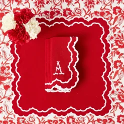 Mrs. Alice Lily Red & White Napkins (Set of 4)< Napkins | Mrs. Alice Monogram