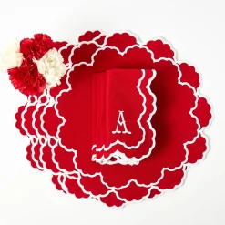 Mrs. Alice Lily Red & White Placemats & Napkins (Set of 4)< Table Linen Sets | Mrs. Alice Monogram