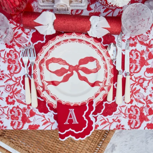 Mrs. Alice Lily Red & White Placemats & Napkins (Set of 4)< Table Linen Sets | Mrs. Alice Monogram