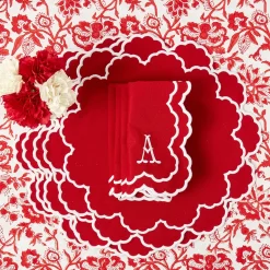 Mrs. Alice Lily Red & White Placemats & Napkins (Set of 4)< Table Linen Sets | Mrs. Alice Monogram