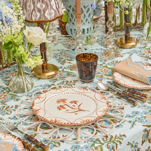 Mrs. Alice Lily Sand & Blue Napkins (Set of 4)< Summer Table Linen | Napkins