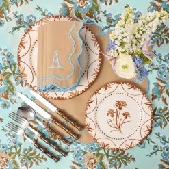 Mrs. Alice Lily Sand & Blue Placemats (Set of 4)< Summer Table Linen | Placemats