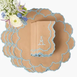 Mrs. Alice Lily Sand & Blue Placemats (Set of 4)< Summer Table Linen | Placemats