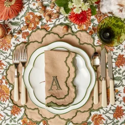 Mrs. Alice Lily Sand & Green Napkins (Set of 4)< Napkins | Mrs. Alice Monogram