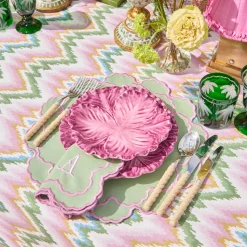 Mrs. Alice Lily Soft Green & Pink Napkins (Set of 4)< Summer Table Linen | Napkins