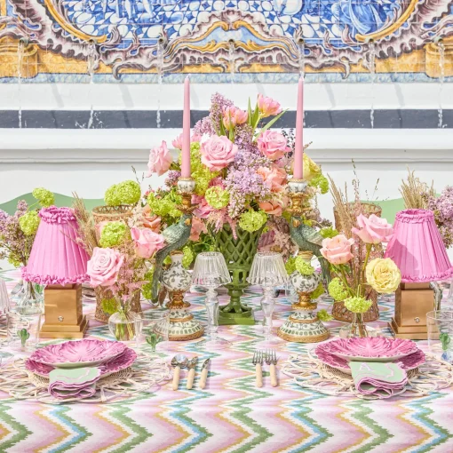 Mrs. Alice Lily Soft Green & Pink Napkins (Set of 4)< Summer Table Linen | Napkins