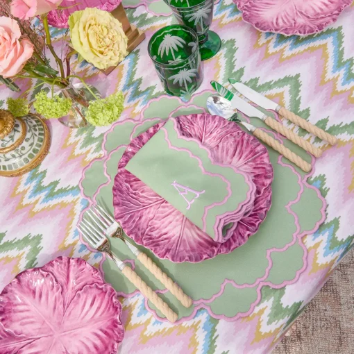 Mrs. Alice Lily Soft Green & Pink Napkins (Set of 4)< Summer Table Linen | Napkins