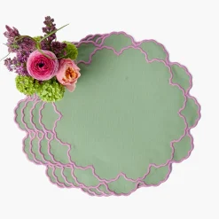 Mrs. Alice Lily Soft Green & Pink Placemats (Set of 4)< Summer Table Linen | Placemats
