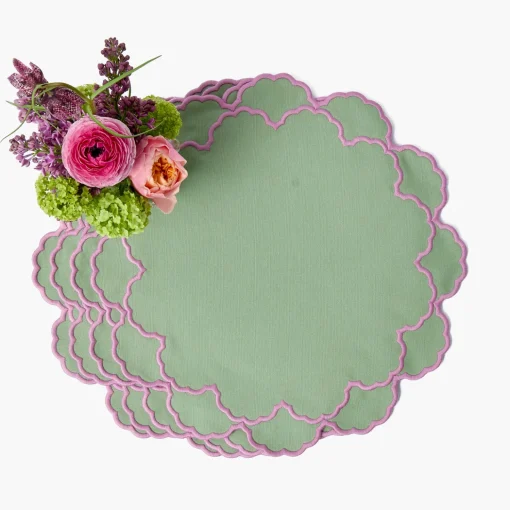 Mrs. Alice Lily Soft Green & Pink Placemats (Set of 4)< Summer Table Linen | Placemats