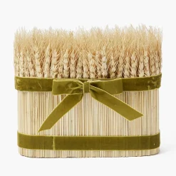 Mrs. Alice Long Wheat Sheaf with Green Velvet Bow< Autumn Decorations