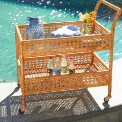 Mrs. Alice Lorenzo Rattan Bar Cart< Furniture | Furniture