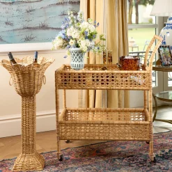 Mrs. Alice Lorenzo Rattan Bar Cart< Furniture | Furniture