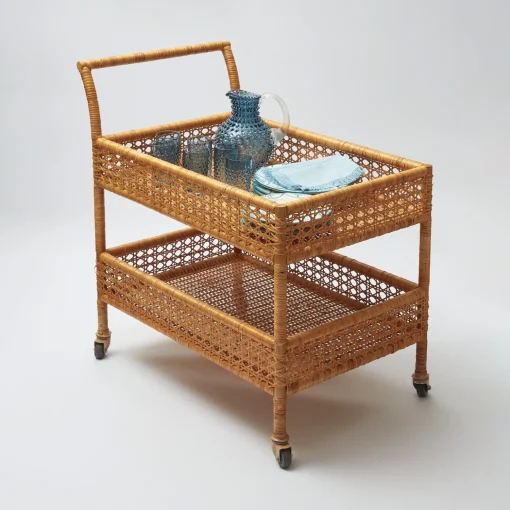 Mrs. Alice Lorenzo Rattan Bar Cart< Furniture | Furniture