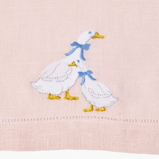 Mrs. Alice Lucy Goose Pink Linen Napkins (Set of 4)< Napkins
