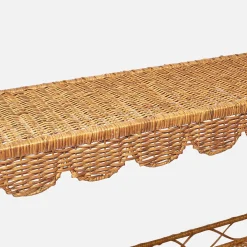 Mrs. Alice Madeleine Rattan Scalloped Console Table< Furniture | Furniture