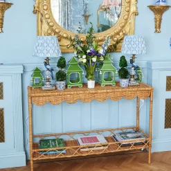 Mrs. Alice Madeleine Rattan Scalloped Console Table< Furniture | Furniture