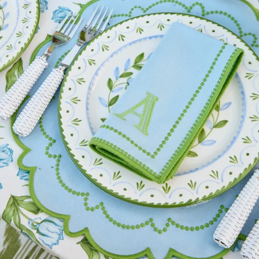 Mrs. Alice Mariana Blue & Green Placemats (Set of 4)< Summer Table Linen | Placemats