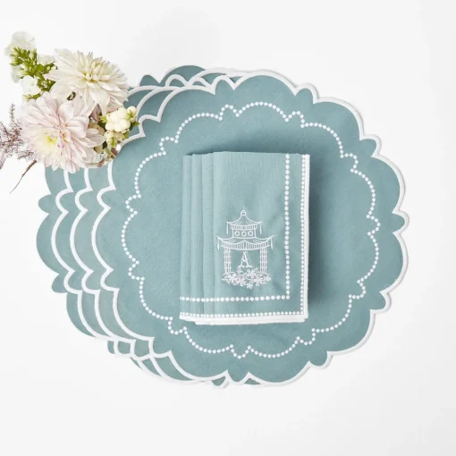 Mrs. Alice Mariana Duck Egg Placemats & Napkins (Set of 4)< Table Linen Sets | Mrs. Alice Monogram