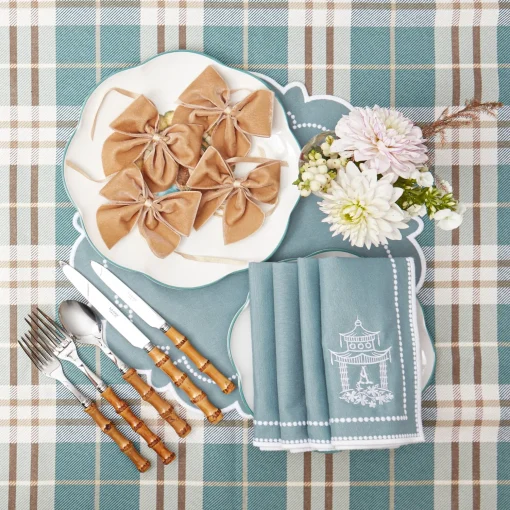 Mrs. Alice Mariana Duck Egg Placemats & Napkins (Set of 4)< Table Linen Sets | Mrs. Alice Monogram