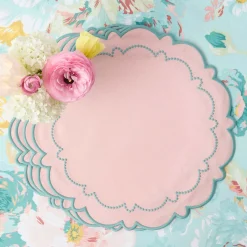 Mrs. Alice Mariana Pink & Duck Egg Placemats (Set of 4)< Summer Table Linen | Placemats