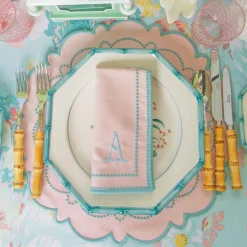 Mrs. Alice Mariana Pink & Duck Egg Placemats & Napkins (Set of 4)< Summer Table Linen | Table Linen Sets